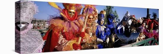 Group of People in Masks and Costume, Carnival, Venice, Veneto, Italy, Europe-Bruno Morandi-Stretched Canvas