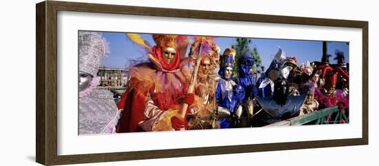 Group of People in Masks and Costume, Carnival, Venice, Veneto, Italy, Europe-Bruno Morandi-Framed Photographic Print