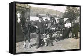 Group of People on an Outing with Horse and Dogs-null-Framed Stretched Canvas