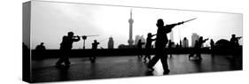 Group of People Practicing Tai Chi, the Bund, Shanghai, China-null-Stretched Canvas