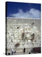 Group of People Praying in Front of a Wall, Western Wall, Jerusalem, Israel-null-Stretched Canvas