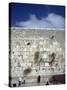 Group of People Praying in Front of a Wall, Western Wall, Jerusalem, Israel-null-Stretched Canvas