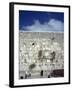 Group of People Praying in Front of a Wall, Western Wall, Jerusalem, Israel-null-Framed Photographic Print