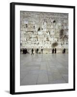 Group of People Praying in Front of a Wall, Western Wall, Old City, Jerusalem, Israel-null-Framed Photographic Print