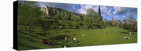 Group of People Relaxing in a Garden, Princes Street Gardens, Edinburgh, Scotland, United Kingdom-null-Stretched Canvas