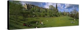 Group of People Relaxing in a Garden, Princes Street Gardens, Edinburgh, Scotland, United Kingdom-null-Stretched Canvas