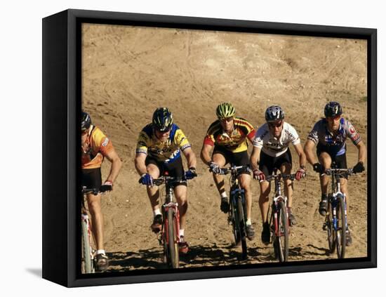 Group of People Riding Bicycles in a Race-null-Framed Stretched Canvas