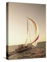 Group of People Sailing on a Sailboat-null-Stretched Canvas