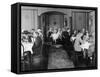 Group of People Sitting in a Restaurant Having Dinner-null-Framed Stretched Canvas
