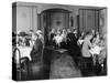 Group of People Sitting in a Restaurant Having Dinner-null-Stretched Canvas