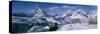 Group of People Skiing Near a Mountain, Matterhorn, Switzerland-null-Stretched Canvas