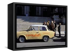 Group of People Talking Beside a Trabant Tour Car, Mitte, Berlin, Germany-Richard Nebesky-Framed Stretched Canvas