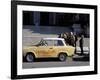 Group of People Talking Beside a Trabant Tour Car, Mitte, Berlin, Germany-Richard Nebesky-Framed Premium Photographic Print