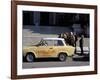 Group of People Talking Beside a Trabant Tour Car, Mitte, Berlin, Germany-Richard Nebesky-Framed Photographic Print