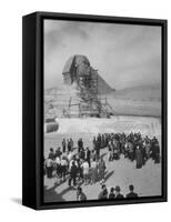 Group of People Visiting the Cheops Pyramids-null-Framed Stretched Canvas