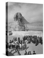 Group of People Visiting the Cheops Pyramids-null-Stretched Canvas