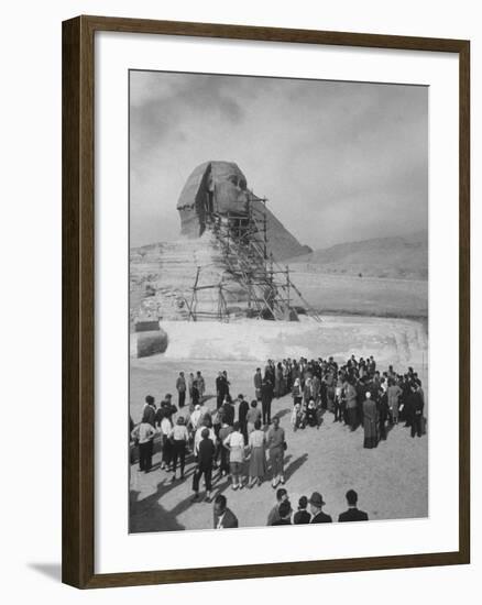 Group of People Visiting the Cheops Pyramids-null-Framed Photographic Print