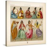 Group of Persian Musicians Play on a Variety of Instruments-Dambourget-Stretched Canvas