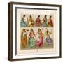Group of Persian Musicians Play on a Variety of Instruments-Dambourget-Framed Art Print
