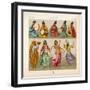 Group of Persian Musicians Play on a Variety of Instruments-Dambourget-Framed Art Print