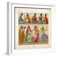 Group of Persian Musicians Play on a Variety of Instruments-Dambourget-Framed Art Print