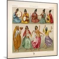 Group of Persian Musicians Play on a Variety of Instruments-Dambourget-Mounted Art Print