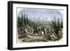 Group of Pioneer Horsemen Getting Their First Glimpse of the Sierra Nevada Range 1800-null-Framed Giclee Print