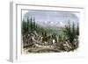 Group of Pioneer Horsemen Getting Their First Glimpse of the Sierra Nevada Range 1800-null-Framed Giclee Print