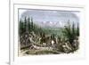Group of Pioneer Horsemen Getting Their First Glimpse of the Sierra Nevada Range 1800-null-Framed Giclee Print