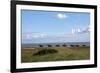 Group of riders in the Braderup Heath, Wenningstedt, Sylt, Schleswig Holstein, Germany-null-Framed Art Print