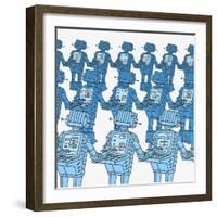 Group of Robots and Personal Computer-JoeBakal-Framed Art Print