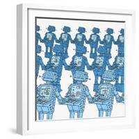Group of Robots and Personal Computer-JoeBakal-Framed Art Print