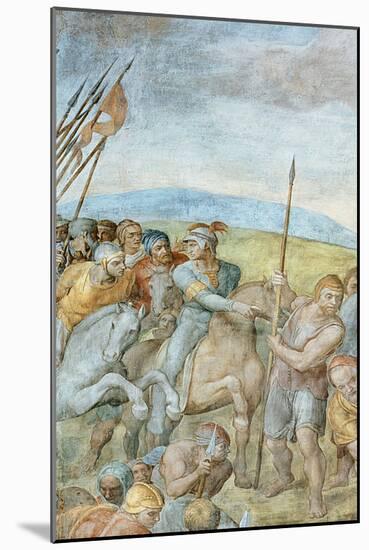 Group of Roman Soldiers with their Leader Pointing Towards to Saint Peter on the Cross, Detail of…-Michelangelo Buonarroti-Mounted Giclee Print