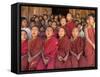 Group of School Children, Including Young Monks, Singing, Village of Thit La, Shan State, Myanmar-Eitan Simanor-Framed Stretched Canvas