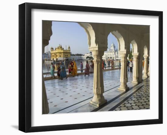 Group of Sikh Women Pilgrims Walking Around Holy Pool, Golden Temple, Amritsar, Punjab State, India-Eitan Simanor-Framed Premium Photographic Print