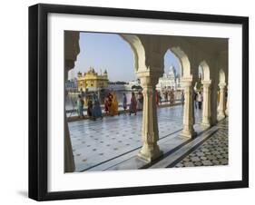 Group of Sikh Women Pilgrims Walking Around Holy Pool, Golden Temple, Amritsar, Punjab State, India-Eitan Simanor-Framed Premium Photographic Print