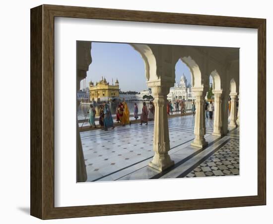 Group of Sikh Women Pilgrims Walking Around Holy Pool, Golden Temple, Amritsar, Punjab State, India-Eitan Simanor-Framed Photographic Print