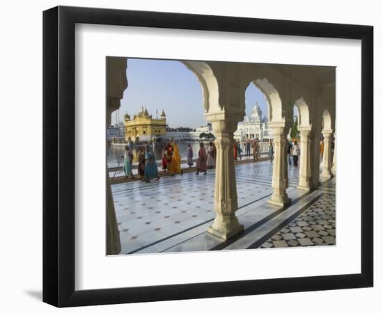 Group of Sikh Women Pilgrims Walking Around Holy Pool, Golden Temple, Amritsar, Punjab State, India-Eitan Simanor-Framed Photographic Print