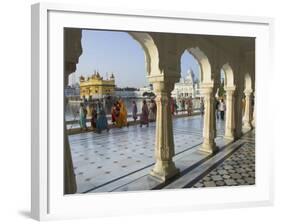 Group of Sikh Women Pilgrims Walking Around Holy Pool, Golden Temple, Amritsar, Punjab State, India-Eitan Simanor-Framed Photographic Print