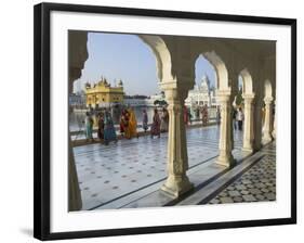 Group of Sikh Women Pilgrims Walking Around Holy Pool, Golden Temple, Amritsar, Punjab State, India-Eitan Simanor-Framed Photographic Print