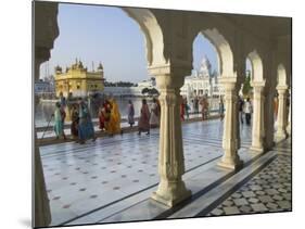 Group of Sikh Women Pilgrims Walking Around Holy Pool, Golden Temple, Amritsar, Punjab State, India-Eitan Simanor-Mounted Photographic Print