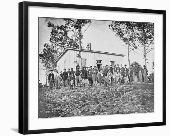 Group of Soldiers at Camp During American Civil War-Stocktrek Images-Framed Photographic Print