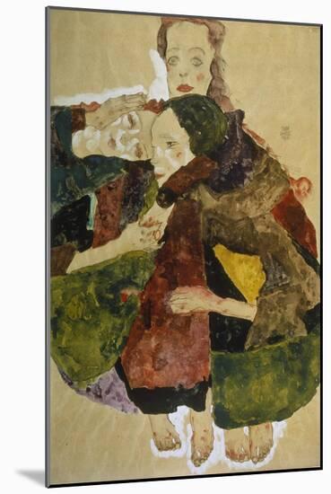 Group of Three Girls, 1911-Egon Schiele-Mounted Giclee Print