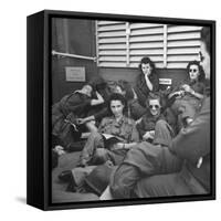 Group of Us Army Nurses Relaxing During Stopover on Guam En Route to their Final Destinations-J^ R^ Eyerman-Framed Stretched Canvas