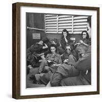 Group of Us Army Nurses Relaxing During Stopover on Guam En Route to their Final Destinations-J^ R^ Eyerman-Framed Photographic Print