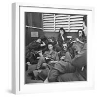 Group of Us Army Nurses Relaxing During Stopover on Guam En Route to their Final Destinations-J^ R^ Eyerman-Framed Photographic Print