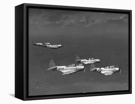 Group of Us Navy Bombers Flying in Formation-Carl Mydans-Framed Stretched Canvas