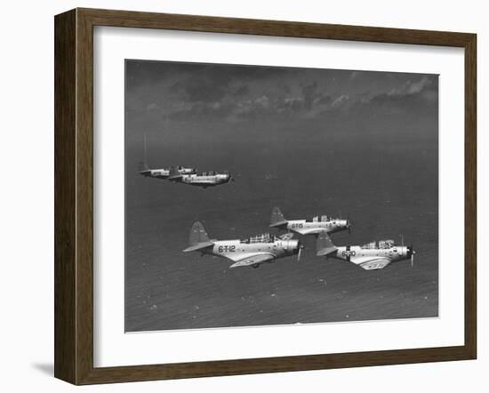 Group of Us Navy Bombers Flying in Formation-Carl Mydans-Framed Photographic Print