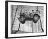 Group of Us Soldiers Pulling a Jeep over a Ravine Using Ropes while on Maneuvers-William C^ Shrout-Framed Photographic Print