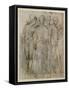 Group of Warriors (Donatello's St George at Orsanmichele in the Centre) (Pen and Brown Ink on White-Raphael-Framed Stretched Canvas